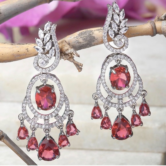Trendy Jewels Jewelry - Trendy Jewels Silver and Red Chandelier Earrings, Blue and Green options $40 ea